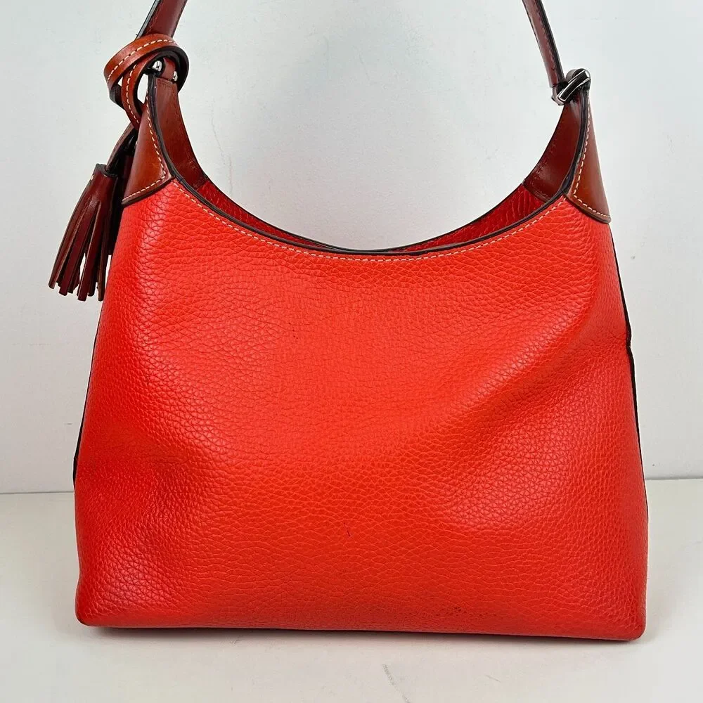 Dooney & Bourke Cambridge Hobo Pebble Leather Persimmon Orange Purse